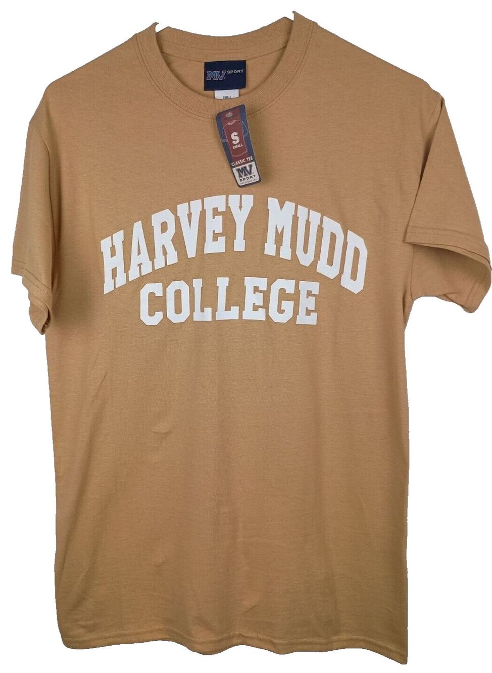 Harvey Mudd College T Shirt Short Sleeve Cotton Neutral Size Small MV Sport Tan